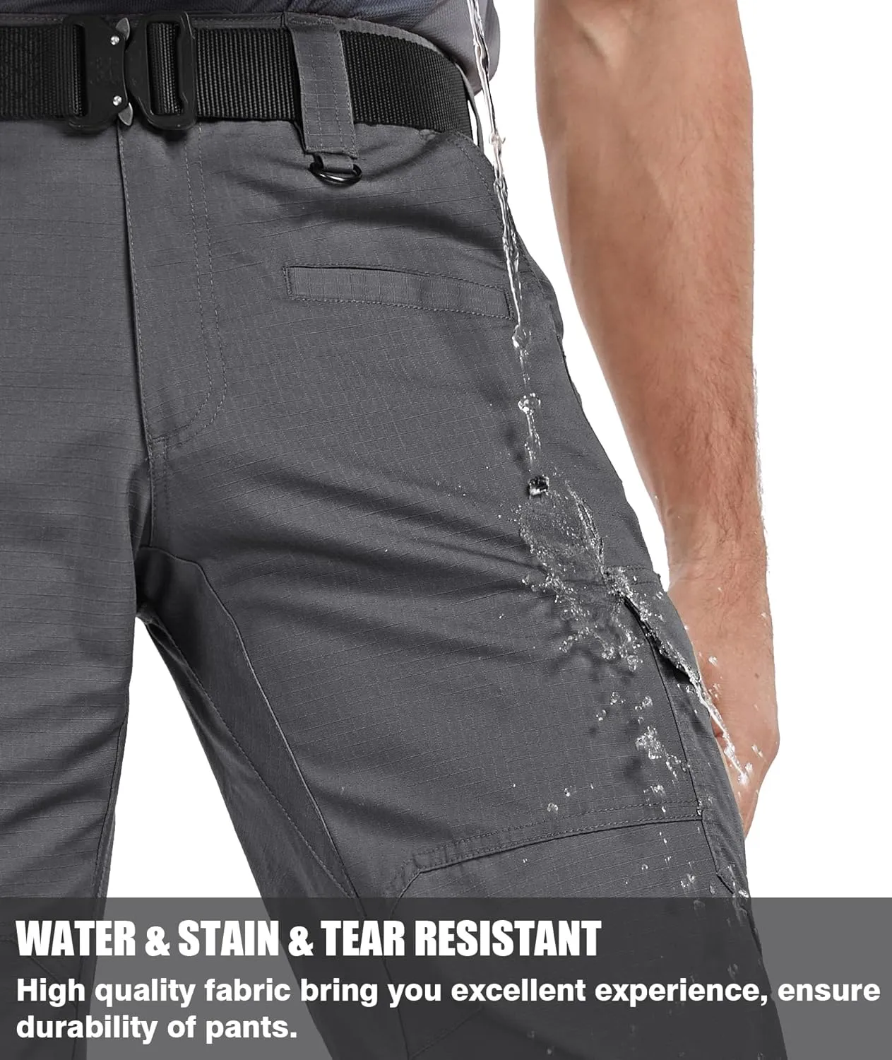 Men's Cargo Pants Ripstop Water Resistant Hiking Work Pants Outdoor Multi Pockets Army Tactical Pants (Not Belt)