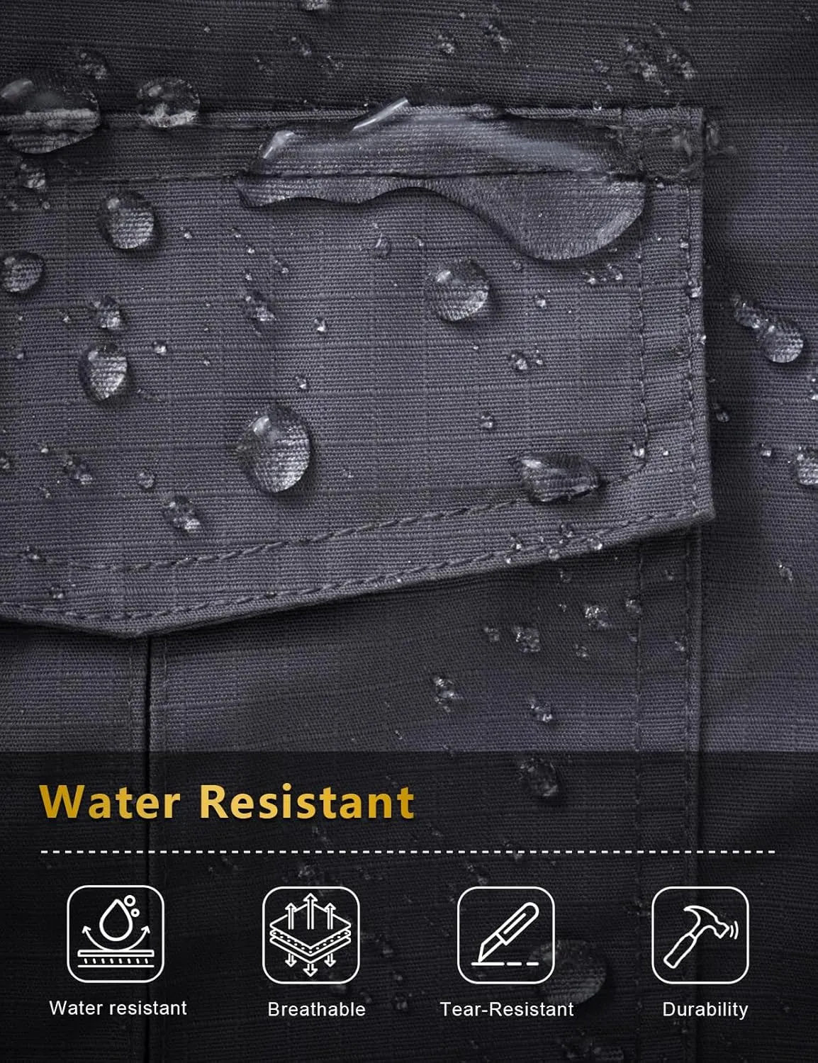 Mens Cargo Pants Waterproof Hiking Pants for Men Ripstop Tactical Pants Multi Work Pants with 7 Pockets