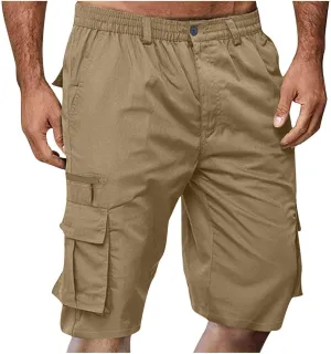 Men's Cargo Shorts Multi Pocket Outdoor Adventure Casual Elastic Waistband Breathable Summer Travel Shorts