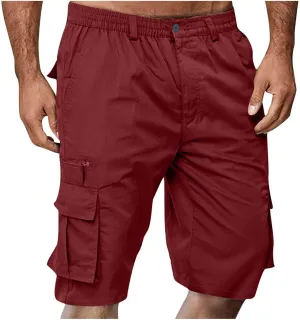 Men's Cargo Shorts Multi Pocket Outdoor Adventure Casual Elastic Waistband Breathable Summer Travel Shorts