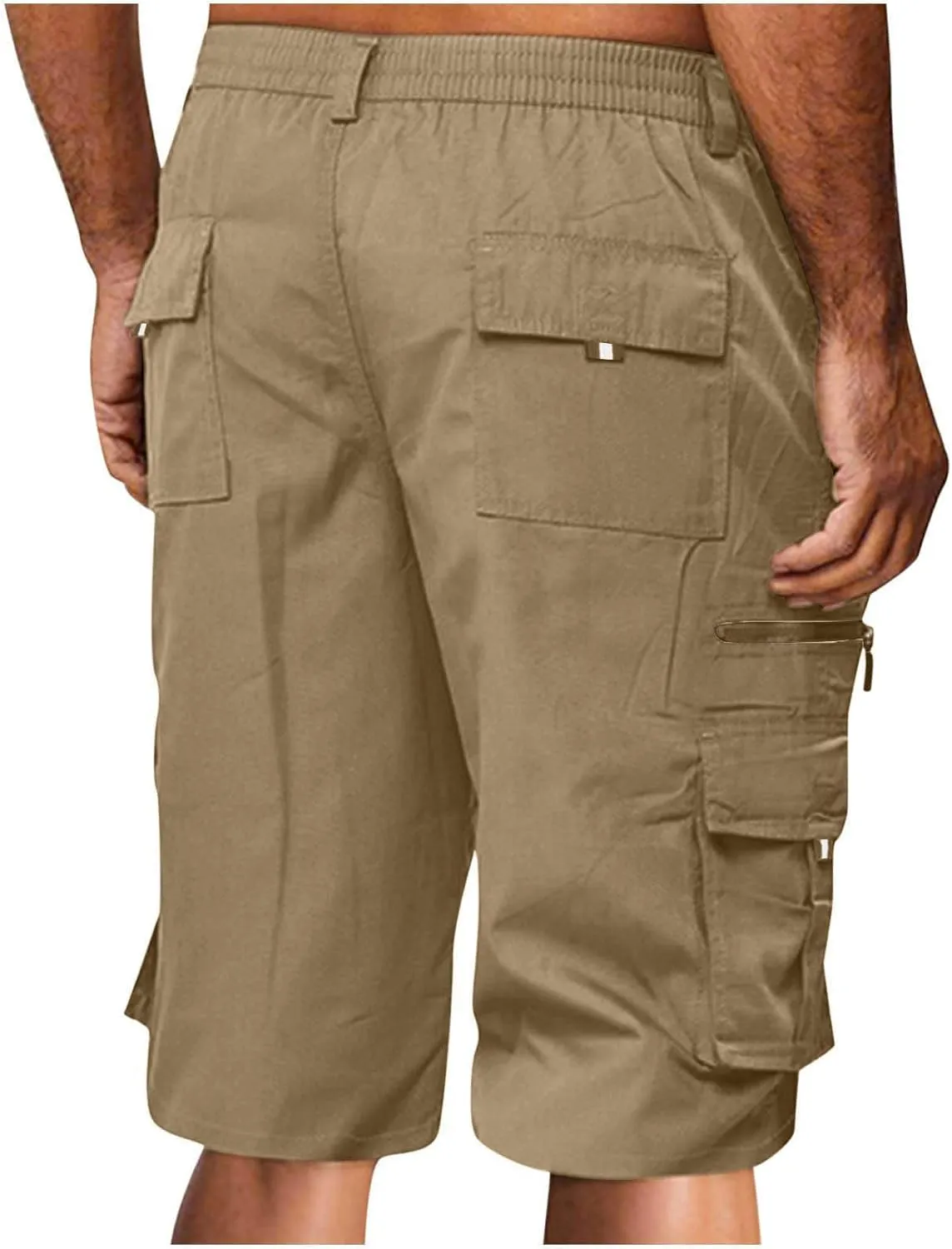 Men's Cargo Shorts Multi Pocket Outdoor Adventure Casual Elastic Waistband Breathable Summer Travel Shorts