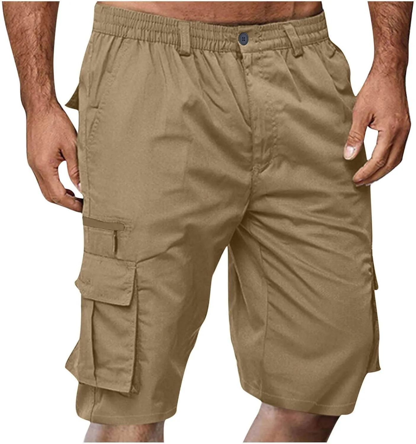 Men's Cargo Shorts Multi Pocket Outdoor Adventure Casual Elastic Waistband Breathable Summer Travel Shorts