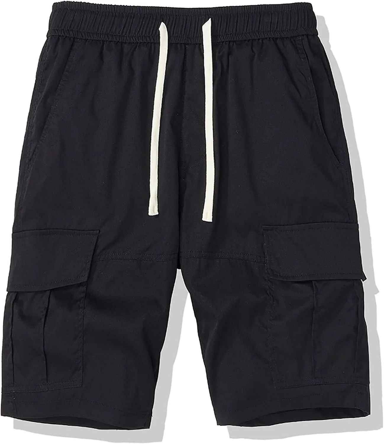 Mens Cargo Shorts Outdoor Drawstring Hiking Relaxed fit Cargo Elastic Waist Shorts Fashion Multi Pockets Short Pants