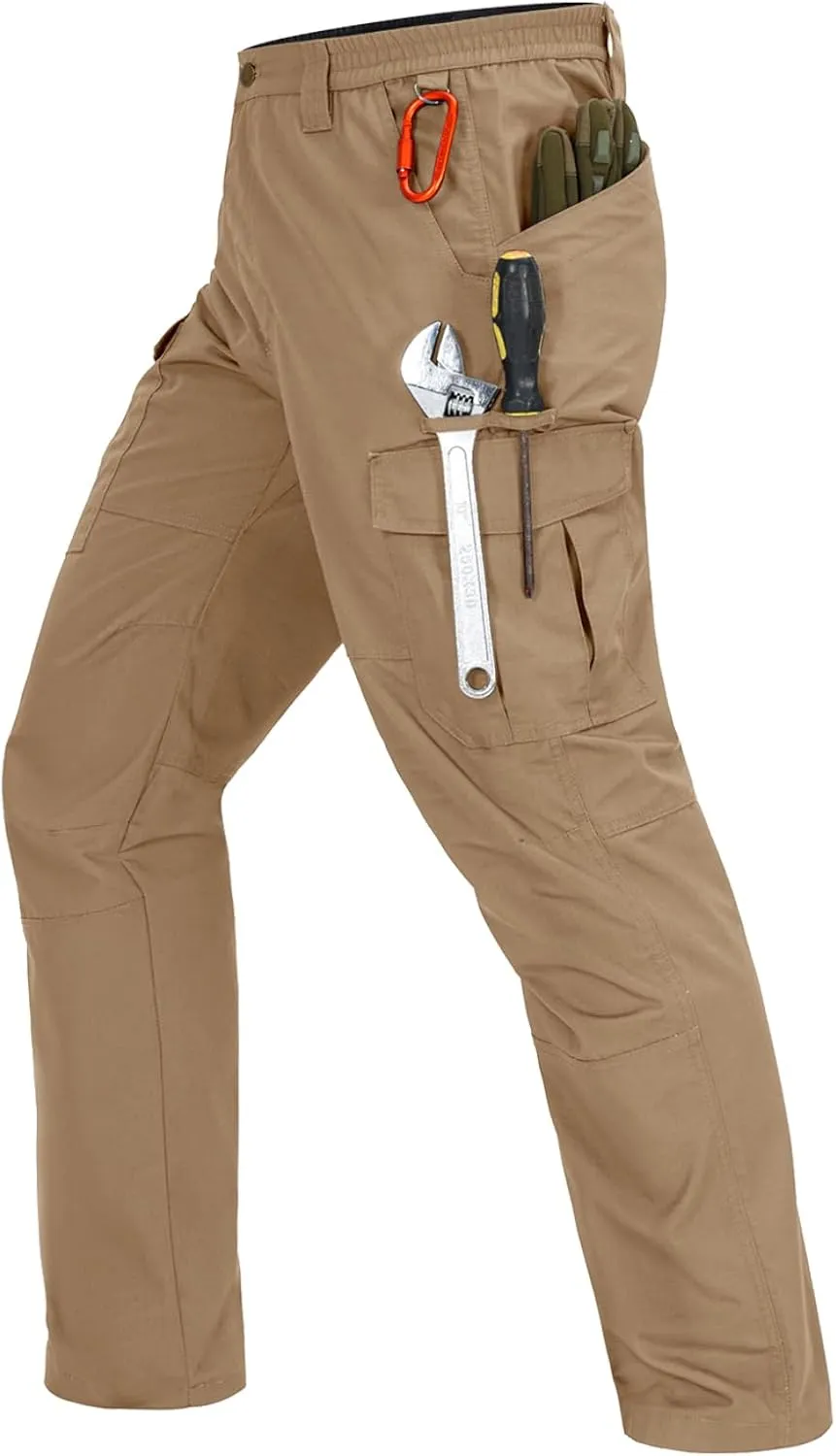 Mens Cargo Work Pants Waterproof Hiking Pants for Men Ripstop Tactical Pants Multi Work Pants with 7 Pockets
