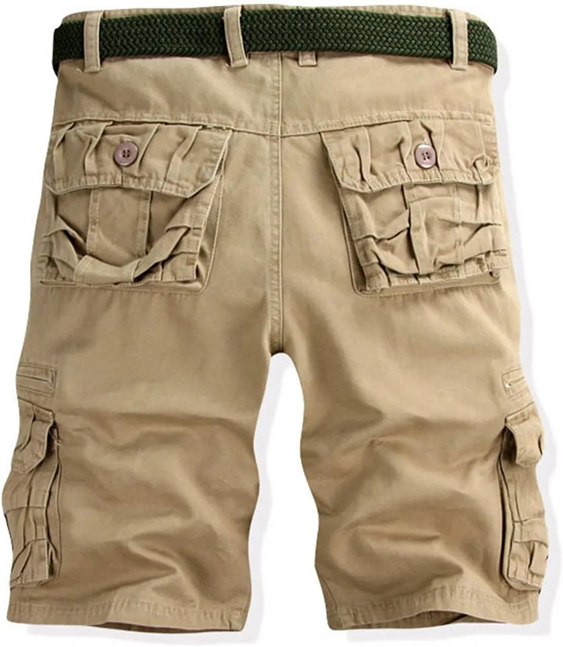 Mens Casual Shorts Stretch Waist Multi Pocket Relaxed Fit Cargo Shorts Outdoor Fashion Sport Tooling Shorts No Belt