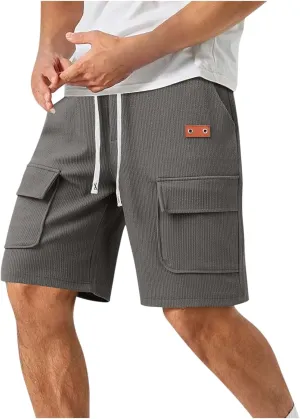 Mens Casual Summer Shorts Cargo Design Lightweight Stretch Waist Multi Pocket Outdoor Lounge Wear