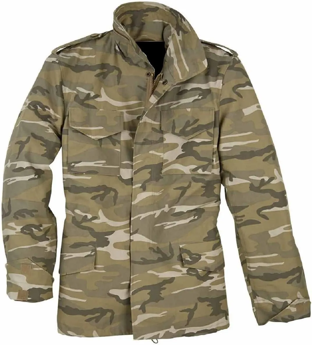 Mens Cotton M65 Coat Jacket | Olive Greene US Army Field Multi Pocket Coat