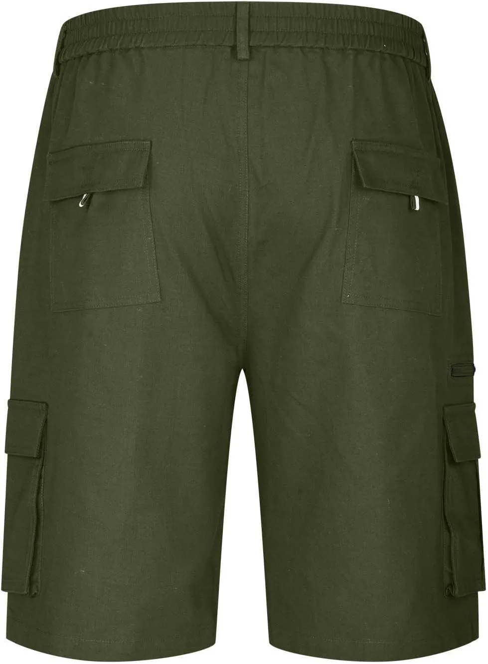 Men's Fashion Button Zipper Cropped Pants Casual Shorts High Elastic Waist Multi-Pocket Straight Leg Comfy Leggings