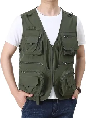 Men's Lightweight Mesh Fishing Vest Utility Outdoor Multi-Pocket Hunting Cargo Vest
