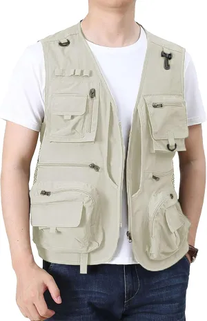Men's Lightweight Mesh Fishing Vest Utility Outdoor Multi-Pocket Hunting Cargo Vest