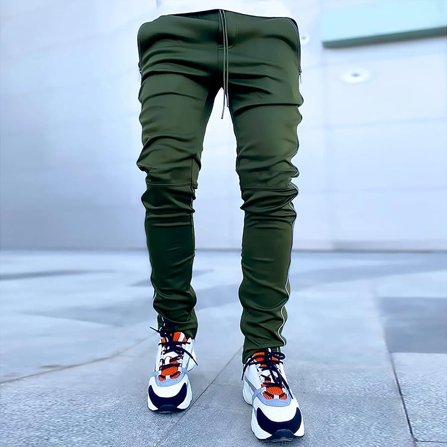 Men's Multi Pocket Cargo Pants Punk Rock Street Harem Pant Reflective Technical Hip Hop Sport Sweatpants