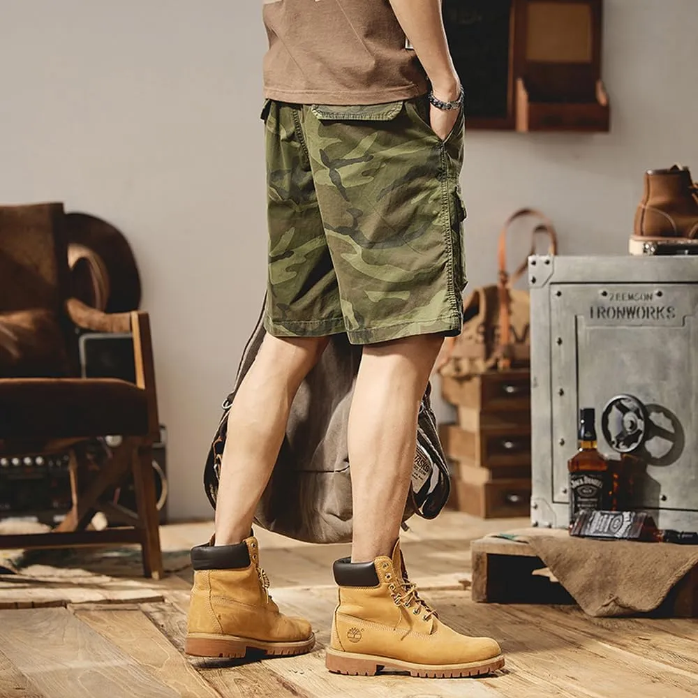 Men's Multi Pockets Camouflage Cargo Shorts Summer Regular Fit Cotton Military Shorts