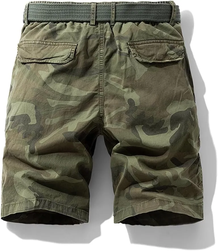 Men's Multi Pockets Camouflage Cargo Shorts Summer Regular Fit Cotton Military Shorts