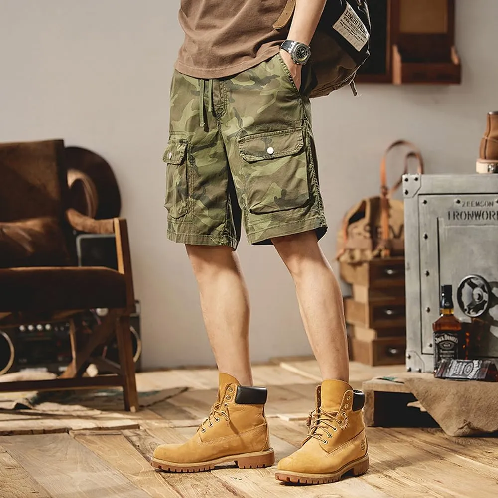 Men's Multi Pockets Camouflage Cargo Shorts Summer Regular Fit Cotton Military Shorts