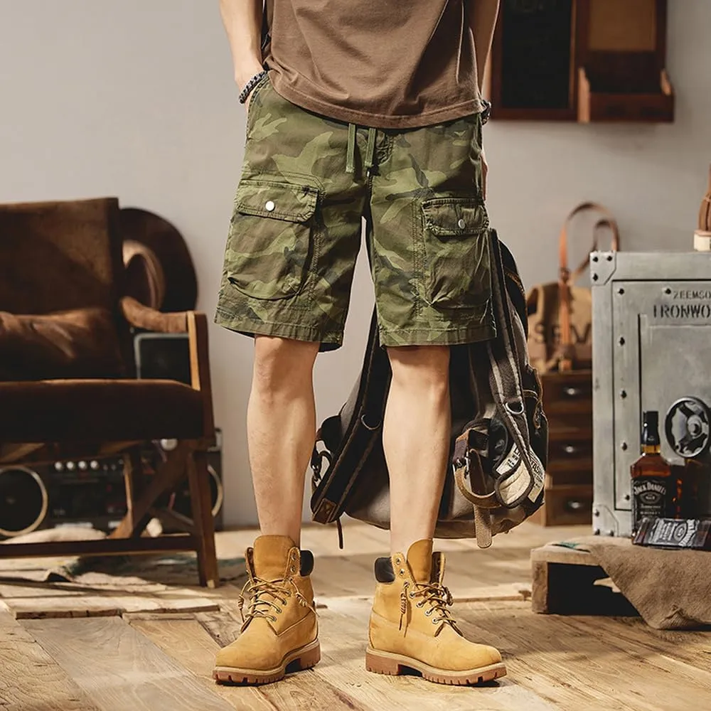 Men's Multi Pockets Camouflage Cargo Shorts Summer Regular Fit Cotton Military Shorts