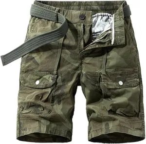 Men's Multi Pockets Camouflage Cargo Shorts Summer Regular Fit Cotton Military Shorts