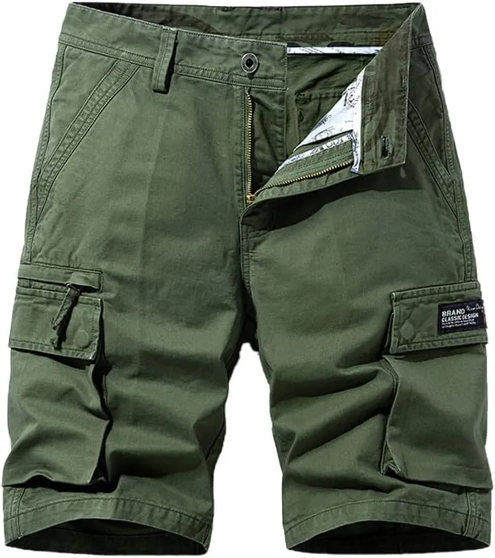 Men's Multi Pockets Cargo Shorts Summer Relaxed Fit Cotton Work Shorts