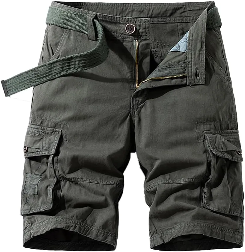 Men's Multi Pockets Military Cargo Shorts Summer Regular Fit Cotton Tactical Shorts
