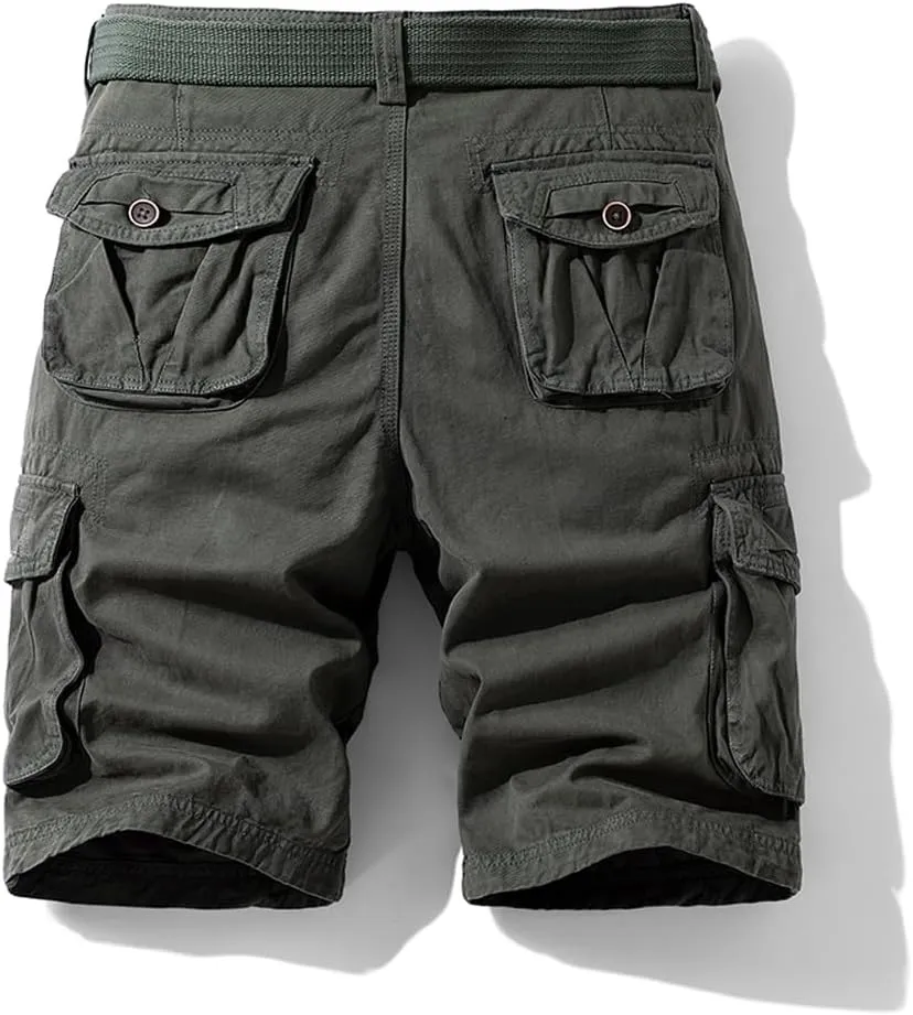 Men's Multi Pockets Military Cargo Shorts Summer Regular Fit Cotton Tactical Shorts
