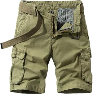 Men's Multi Pockets Tactical Cargo Shorts Summer Regular Fit Cotton Work Shorts