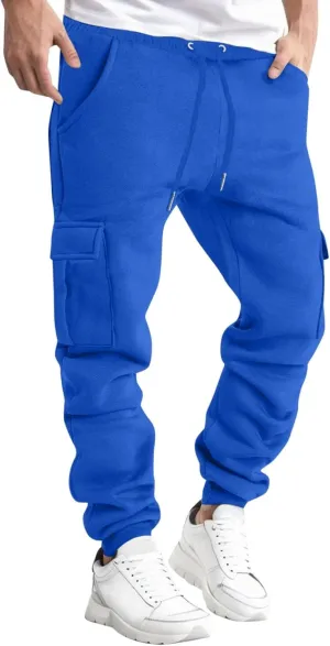 Mens Outdoor Hiking Cargo Pants Hat Multi Woven Pocket Foot Rope Solid Pants Street Cargo Cargo Tactical Pants for