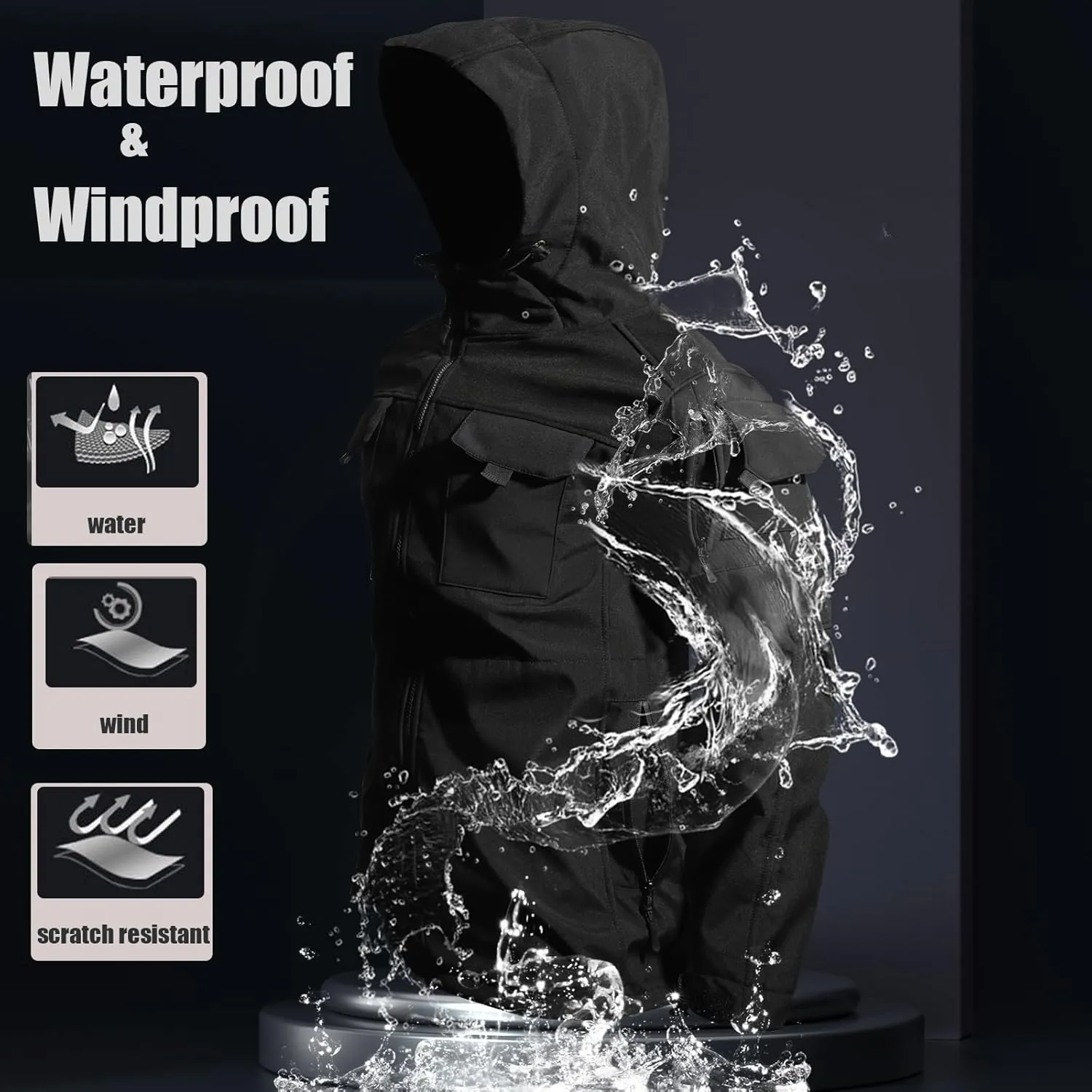 Men's Outdoor Tactical Jacket Softshell Waterproof Lightweight Windbreaker Multi Pockets Hunting Hiking Jackets