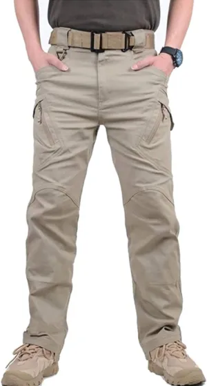 Men's Outdoor Work Military Tactical Pants Lightweight Ripstop Combat Trousers Hiking Pant with 9 Pockets No Belt