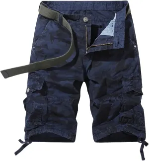 Men's Regular-Fit Camouflage Cargo Shorts - Summer Cotton Military Shorts with Multi-Pockets