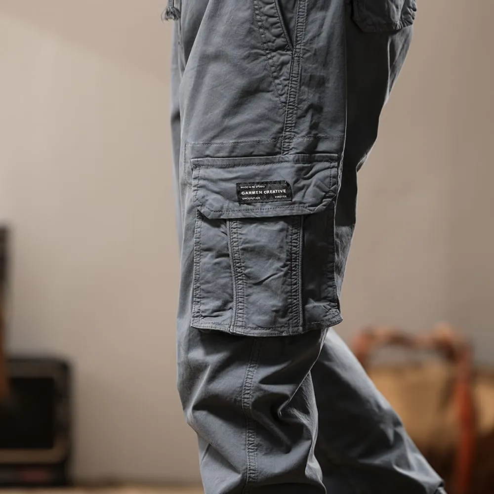 Men's Regular Fit Military Cargo Pants Multi Pockets Drawstring Cotton Tactical Pants
