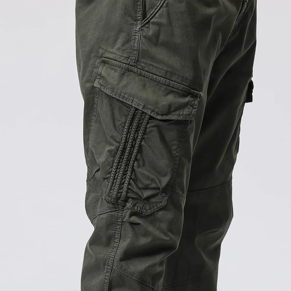 Men's Regular Fit Tactical Cargo Pants Multi Pockets Drawstring Cotton Military Trousers