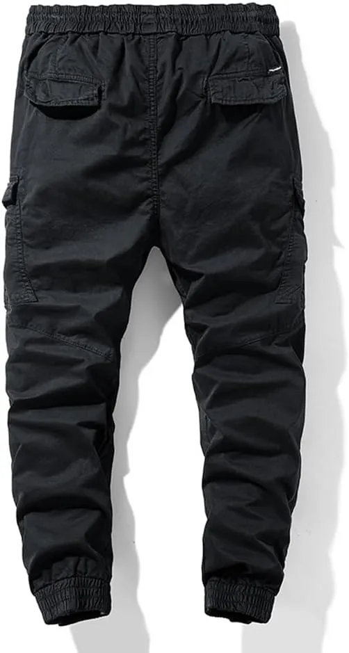 Men's Regular Fit Tactical Cargo Pants Multi Pockets Drawstring Cotton Military Trousers