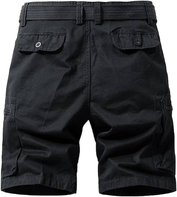Men's Regular Fit Tactical Cargo Shorts Summer Cotton Multi Pockets Military Shorts