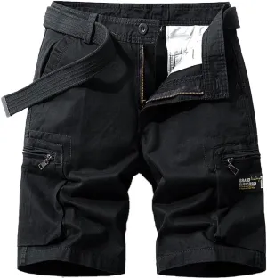 Men's Regular Fit Tactical Cargo Shorts Summer Cotton Multi Pockets Military Shorts