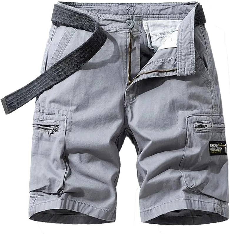Men's Regular Fit Tactical Cargo Shorts Summer Cotton Multi Pockets Military Shorts