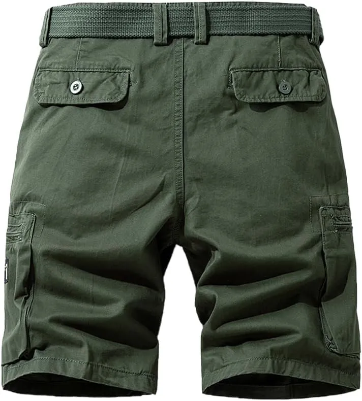 Men's Regular Fit Tactical Cargo Shorts Summer Cotton Multi Pockets Military Shorts
