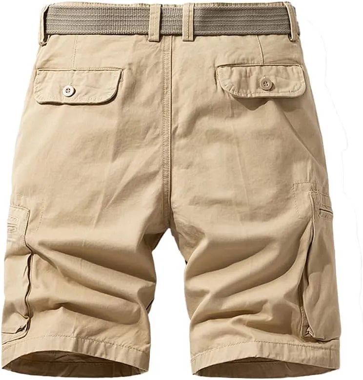 Men's Regular Fit Tactical Cargo Shorts Summer Cotton Multi Pockets Military Shorts