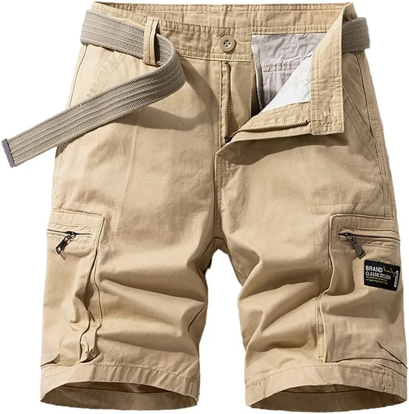 Men's Regular Fit Tactical Cargo Shorts Summer Cotton Multi Pockets Military Shorts