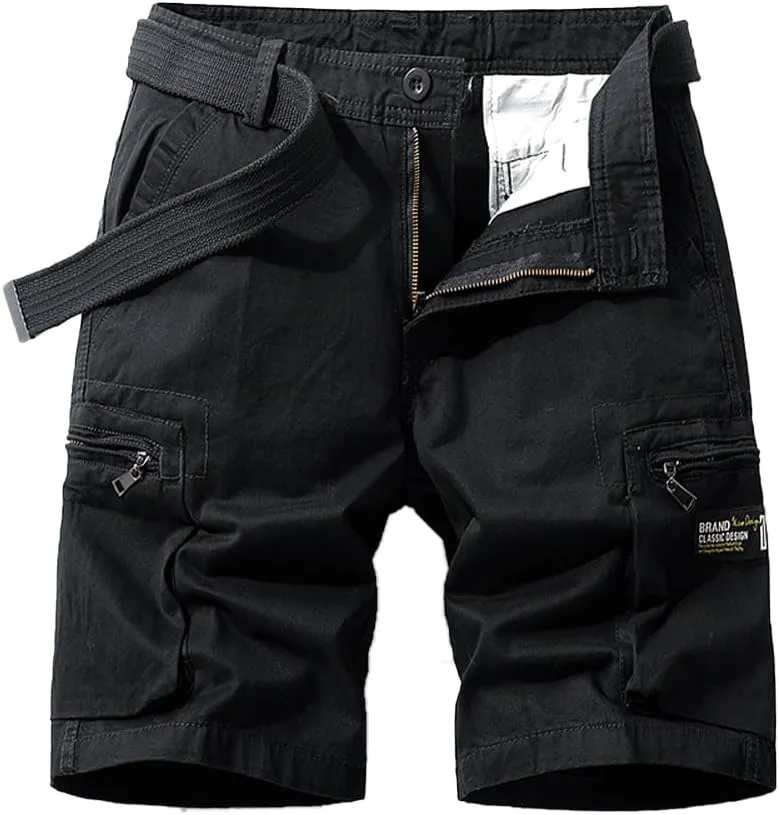 Men's Regular Fit Tactical Cargo Shorts Summer Cotton Multi Pockets Military Shorts