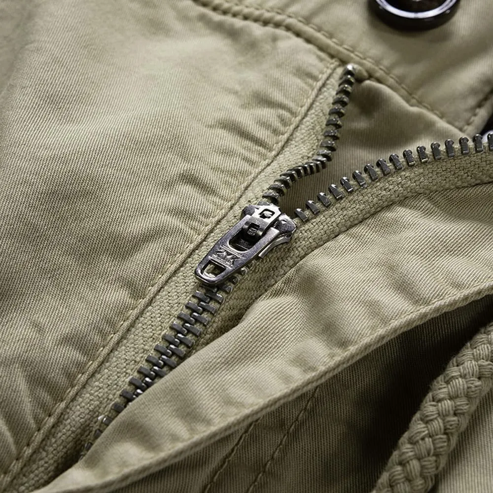 Men's Regular Fit Tactical Cargo Shorts Summer Drawstring Cotton Multi Pockets Work Shorts