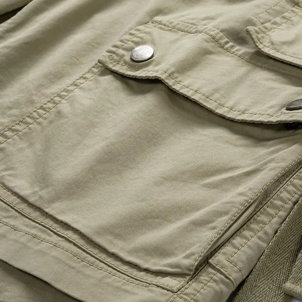 Men's Regular Fit Tactical Cargo Shorts Summer Drawstring Cotton Multi Pockets Work Shorts