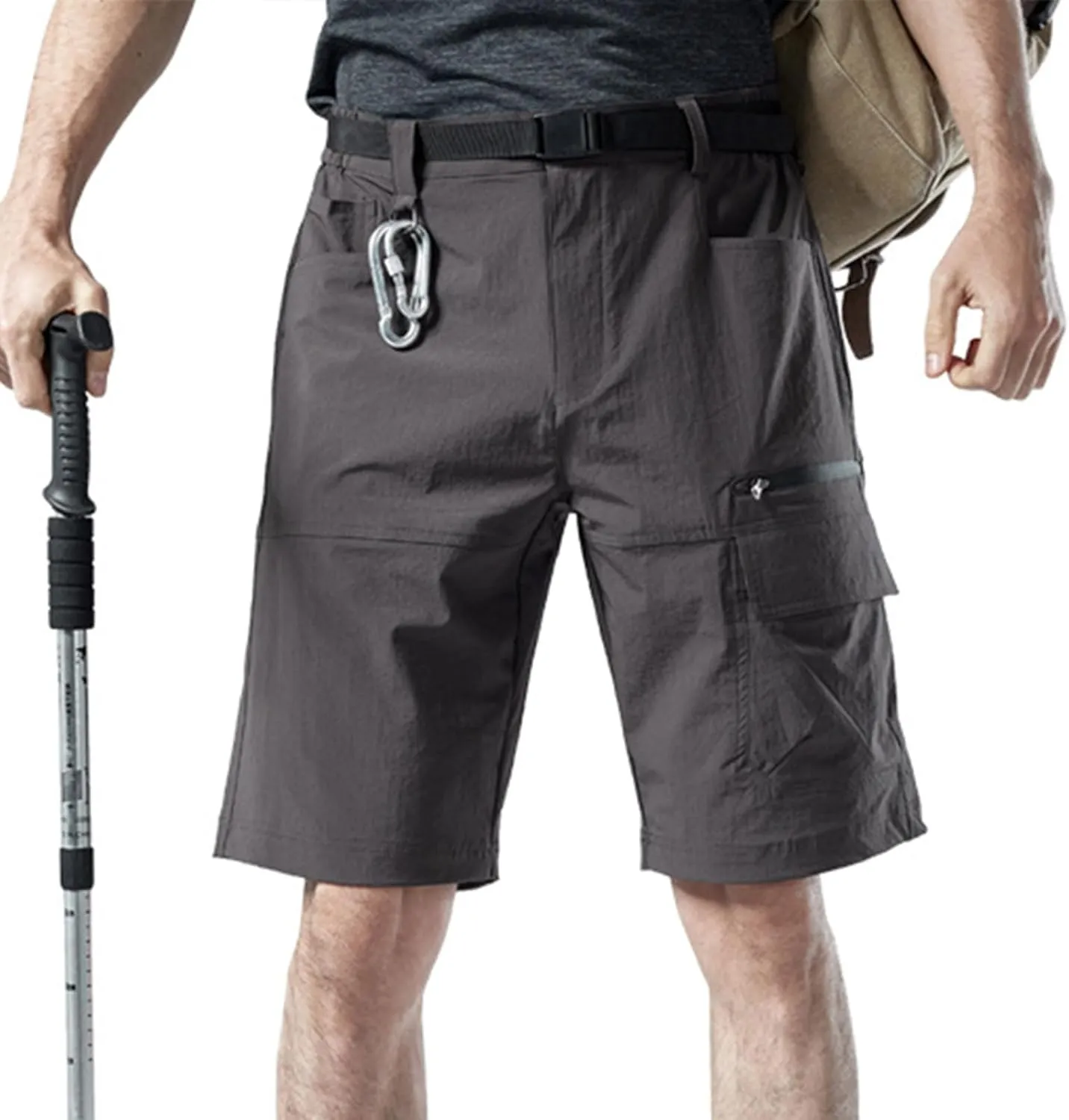 Men's Shorts Casual Cotton Buckle Zipper Multi Pocket Cargo Shorts 6 Inch Inseam Regular Big and Tall Work Shorts