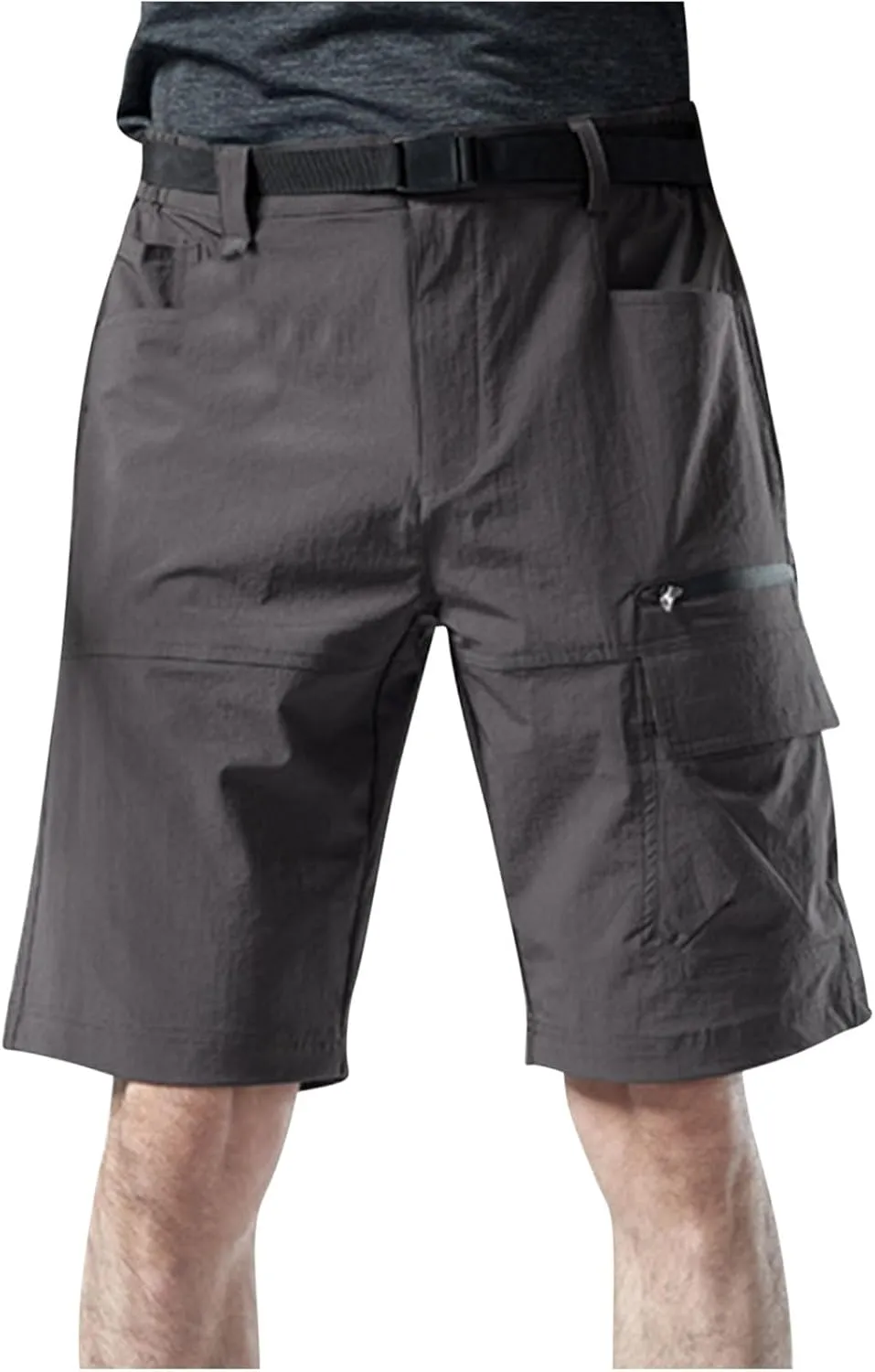 Men's Shorts Casual Cotton Buckle Zipper Multi Pocket Cargo Shorts 6 Inch Inseam Regular Big and Tall Work Shorts