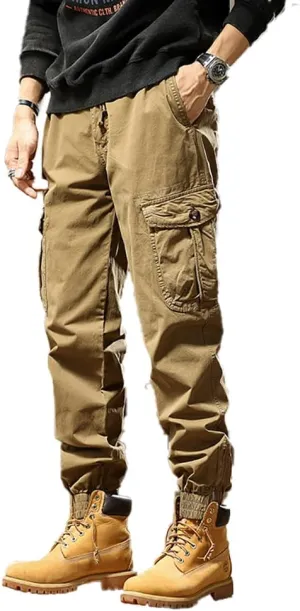 Men's Tactical Cargo Pants Cotton Regular Fit Multi Pockets Work Pants