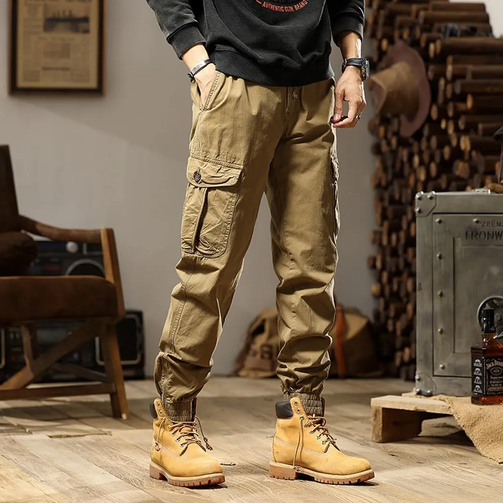 Men's Tactical Cargo Pants Cotton Regular Fit Multi Pockets Work Pants