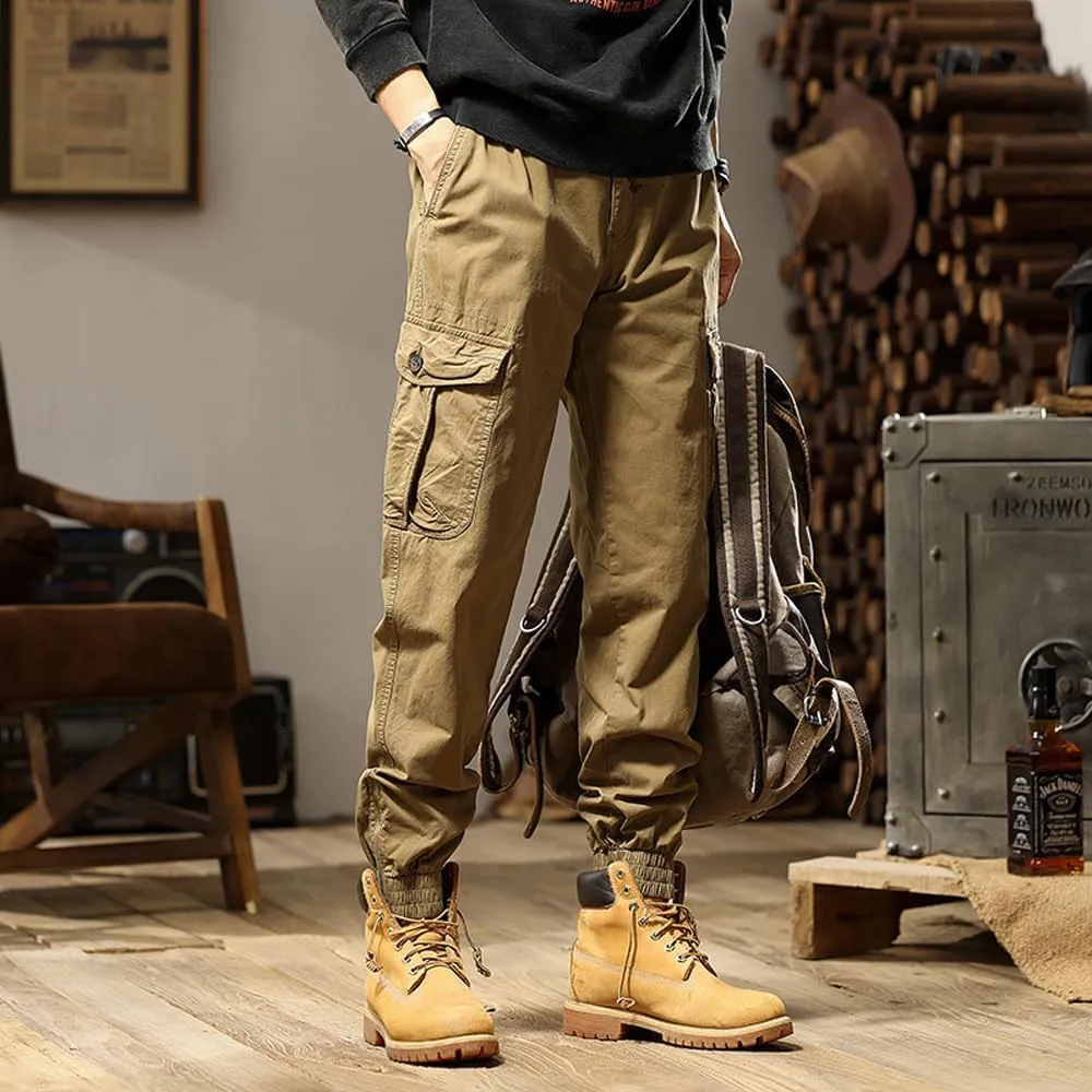 Men's Tactical Cargo Pants Cotton Regular Fit Multi Pockets Work Pants