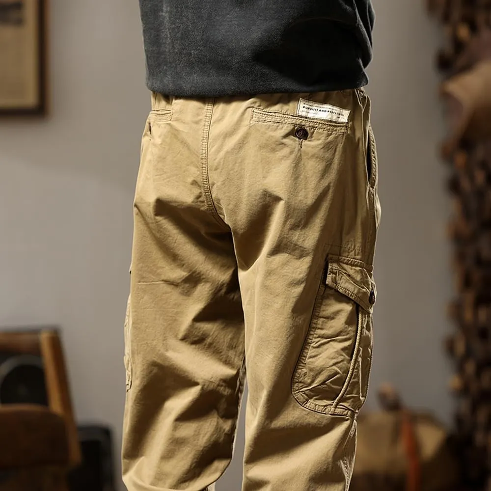 Men's Tactical Cargo Pants Cotton Regular Fit Multi Pockets Work Pants