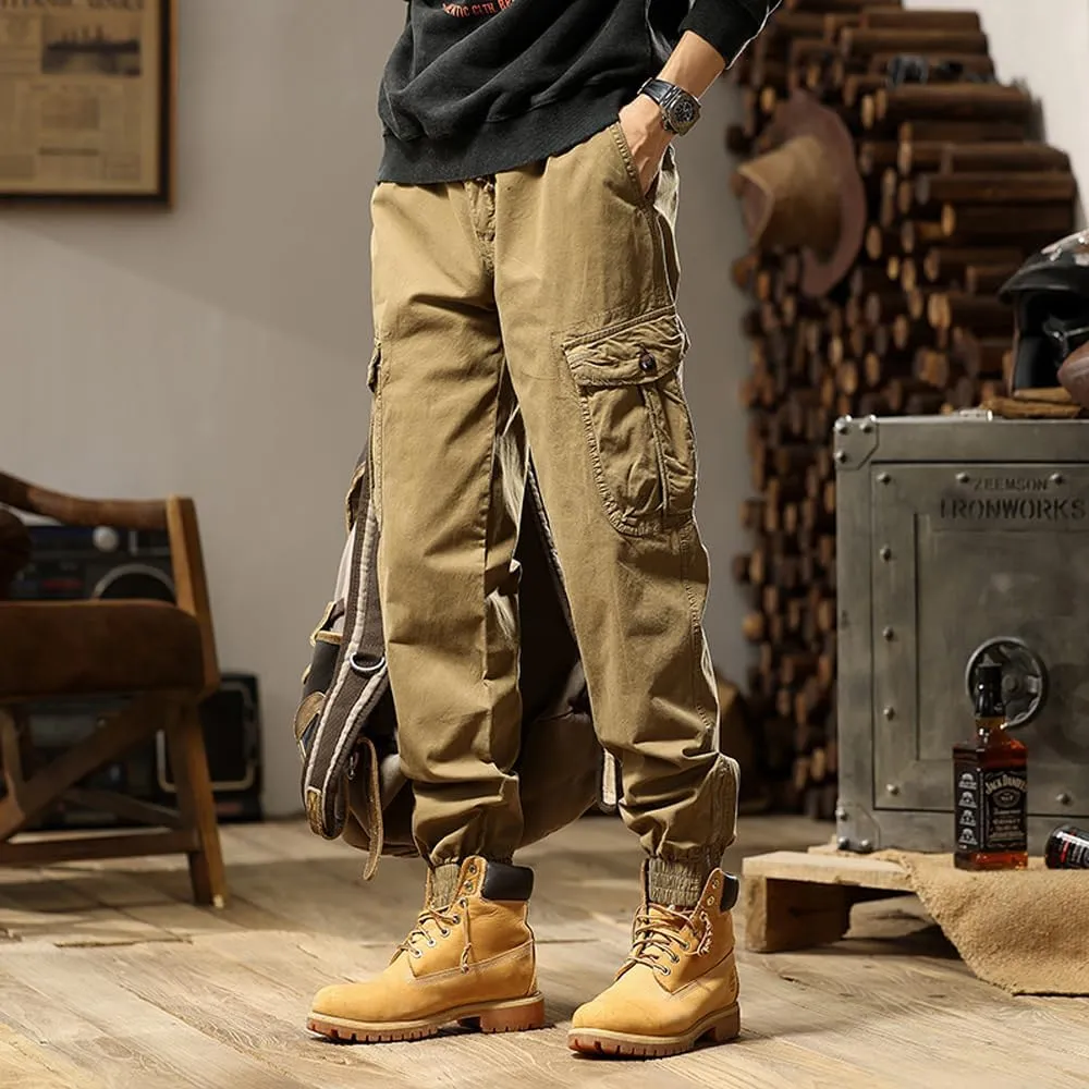 Men's Tactical Cargo Pants Cotton Regular Fit Multi Pockets Work Pants