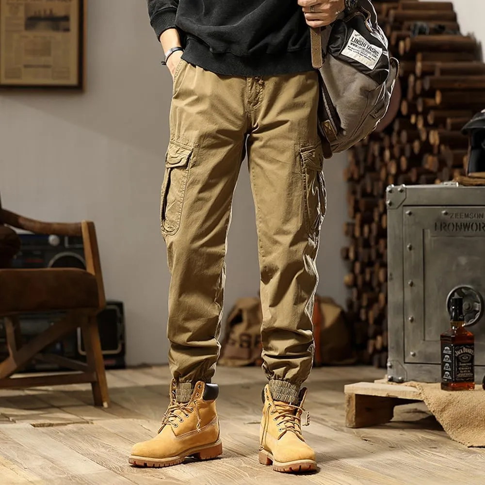 Men's Tactical Cargo Pants Cotton Regular Fit Multi Pockets Work Pants