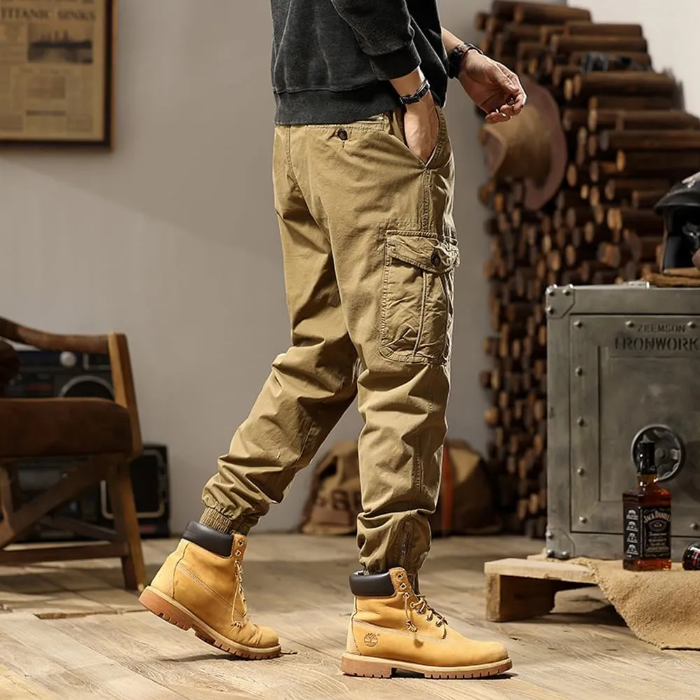 Men's Tactical Cargo Pants Cotton Regular Fit Multi Pockets Work Pants