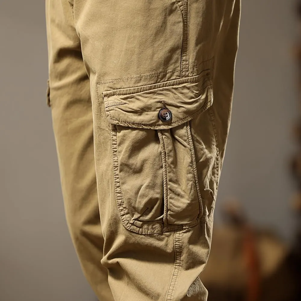 Men's Tactical Cargo Pants Cotton Regular Fit Multi Pockets Work Pants